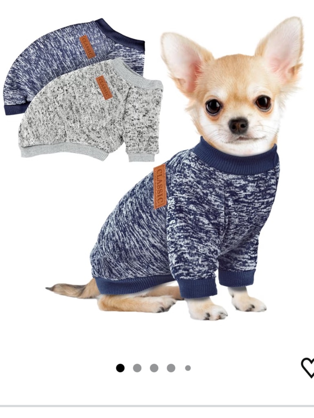 2-pack Classic Marled Knit Dog Sweater - Blue and gray